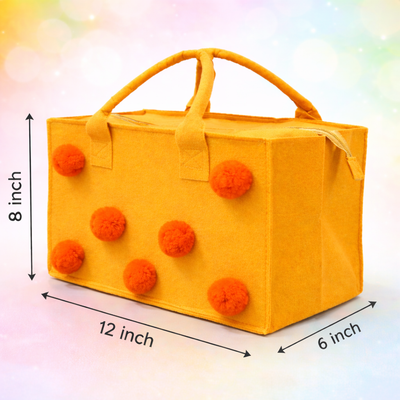 Charming Felt Gifting Bag with Pom-Pom Detailing - Yellow & Orange (Set of 2)
