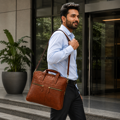 Classic Light Brown Laptop Bag