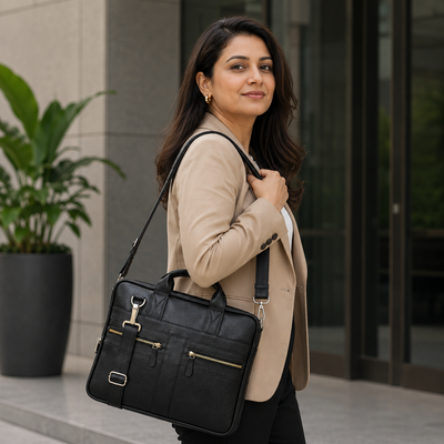 Premium Black  Laptop Briefcase – Smart, Structured & Professional