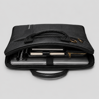 Retro Black Laptop Bag – Elegant, Functional & Professional