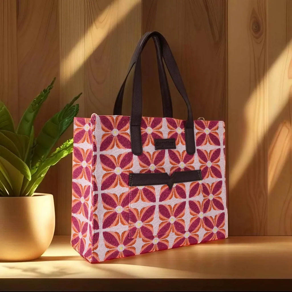 Burgandy Premium Floral Patterned Hand Bag For Women