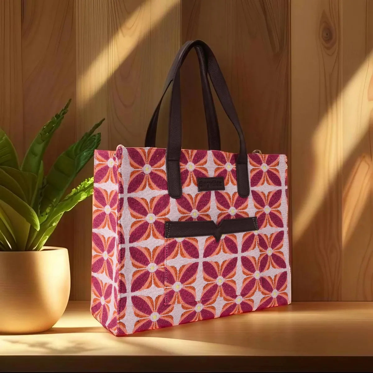 Burgandy Premium Floral Patterned Hand Bag For Women