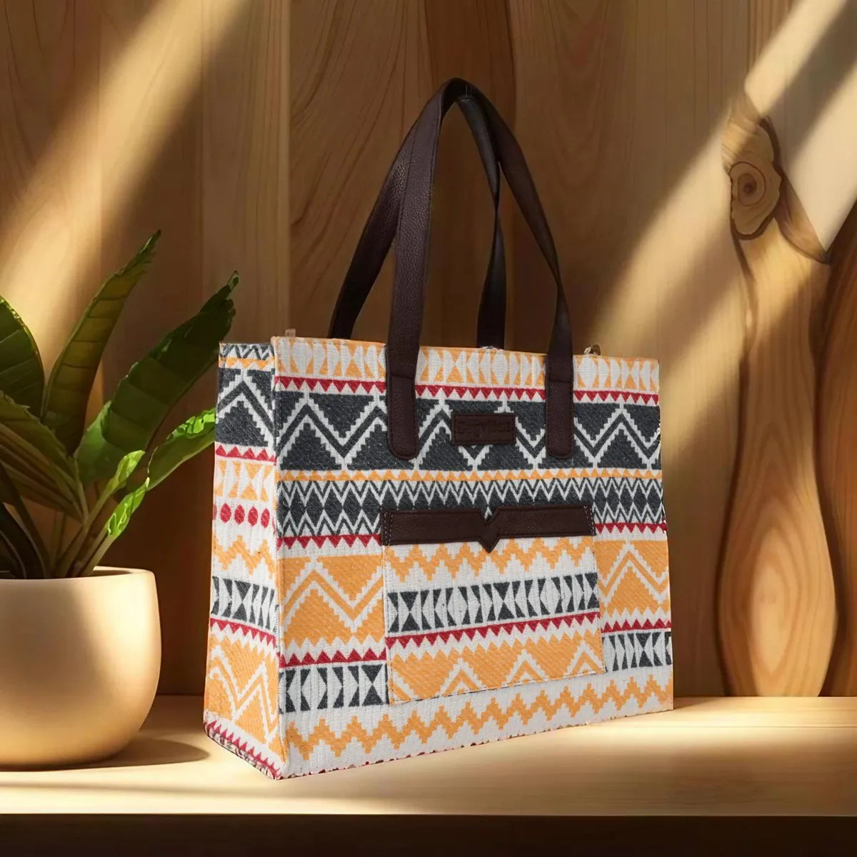 Yellow Premium Colourful Patterned Hand Bag For Women