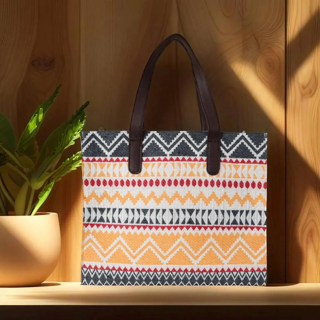 Yellow Premium Colourful Patterned Hand Bag For Women