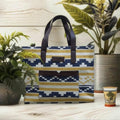 Yellow Stripe Geometric Hand Bag For Women