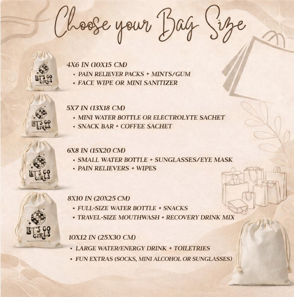 Funny Favor Bags for Wedding, Shower, Bachelorette -Stayin Alive Hangover Kit bags, Drawstring Bag, (Pack of 12)