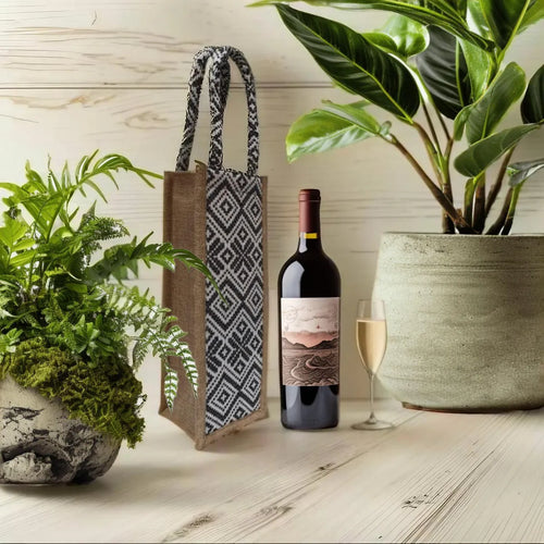 Black And White Premium Design Handwoven Bottle Bag