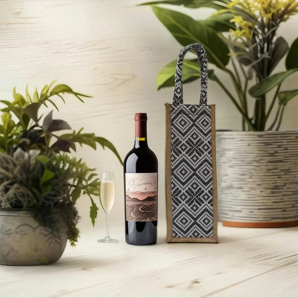 Black And White Premium Design Handwoven Bottle Bag