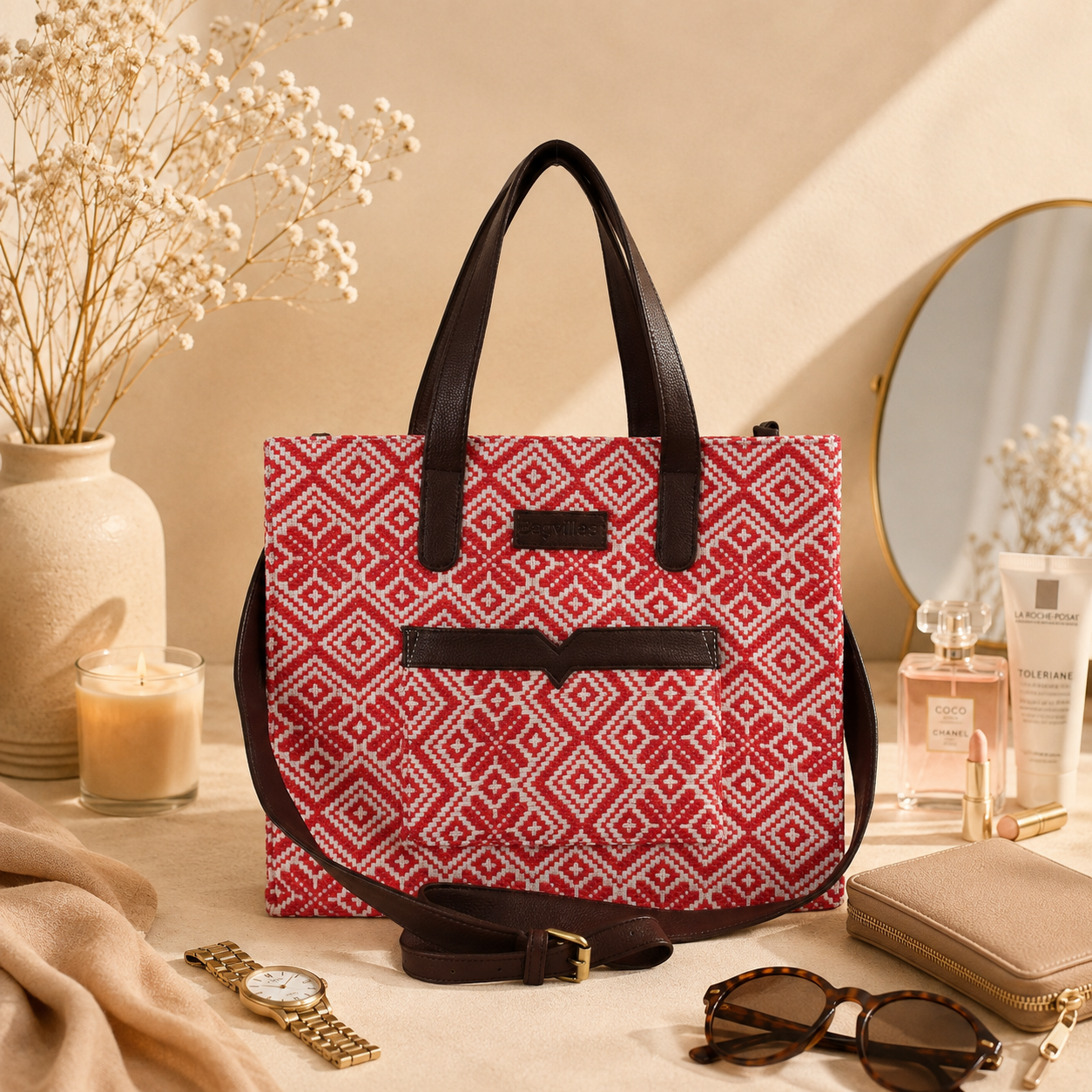 Red Premium Patterned Hand Bag For Women — image 4