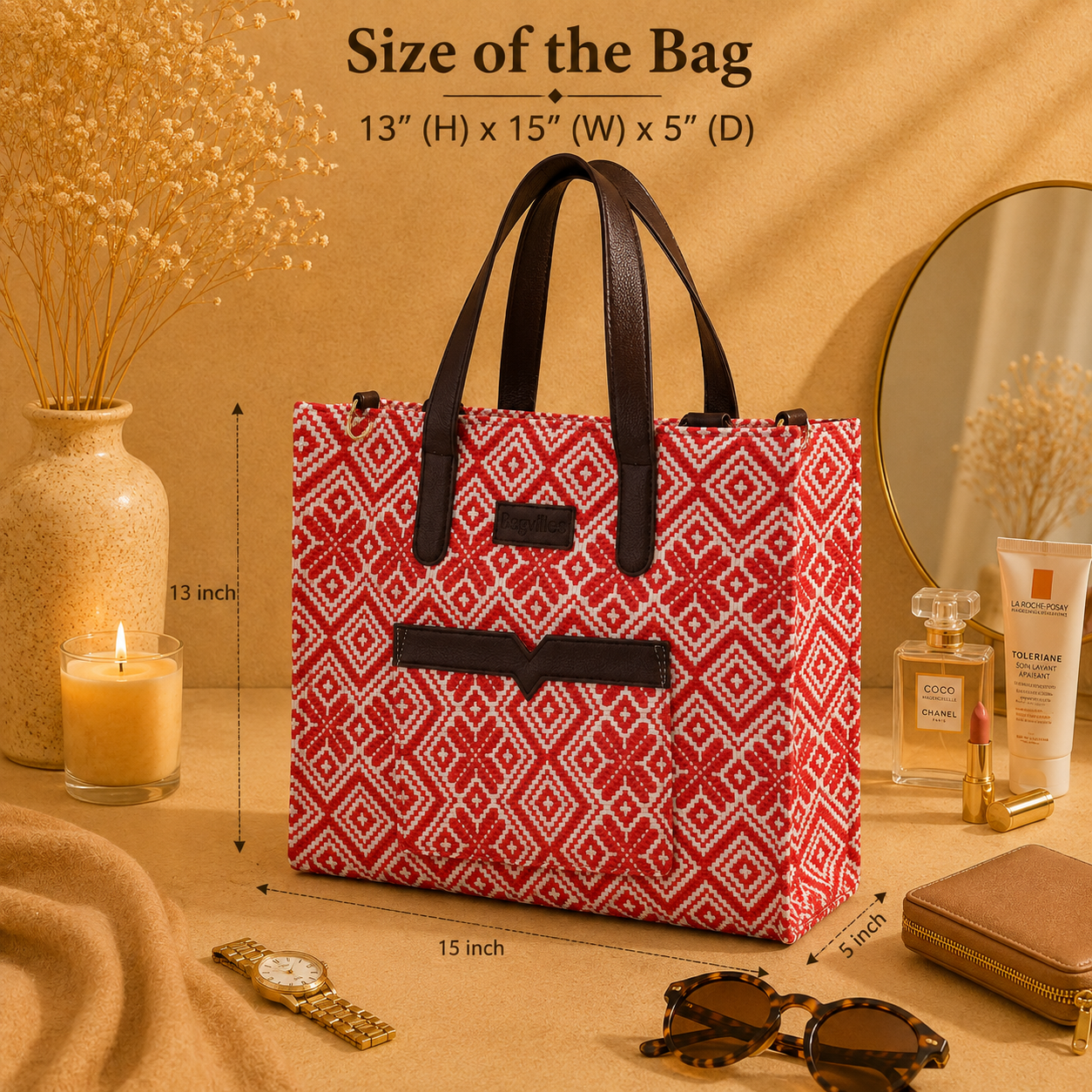 Red Premium Patterned Hand Bag For Women — image 5