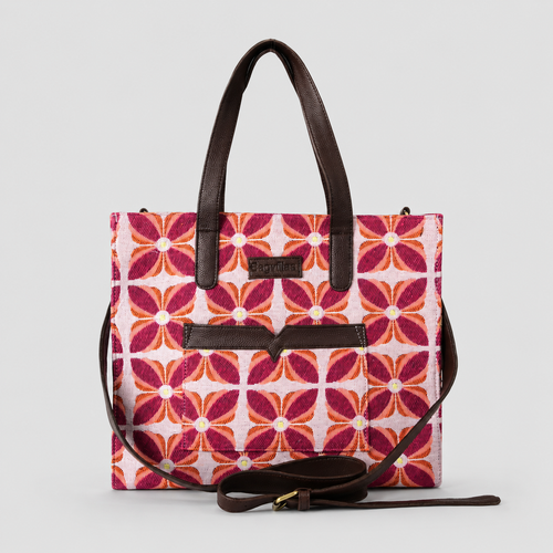 Burgandy Premium Floral Patterned Hand Bag For Women — image 1
