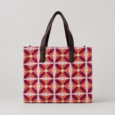 Burgandy Premium Floral Patterned Hand Bag For Women — image 2