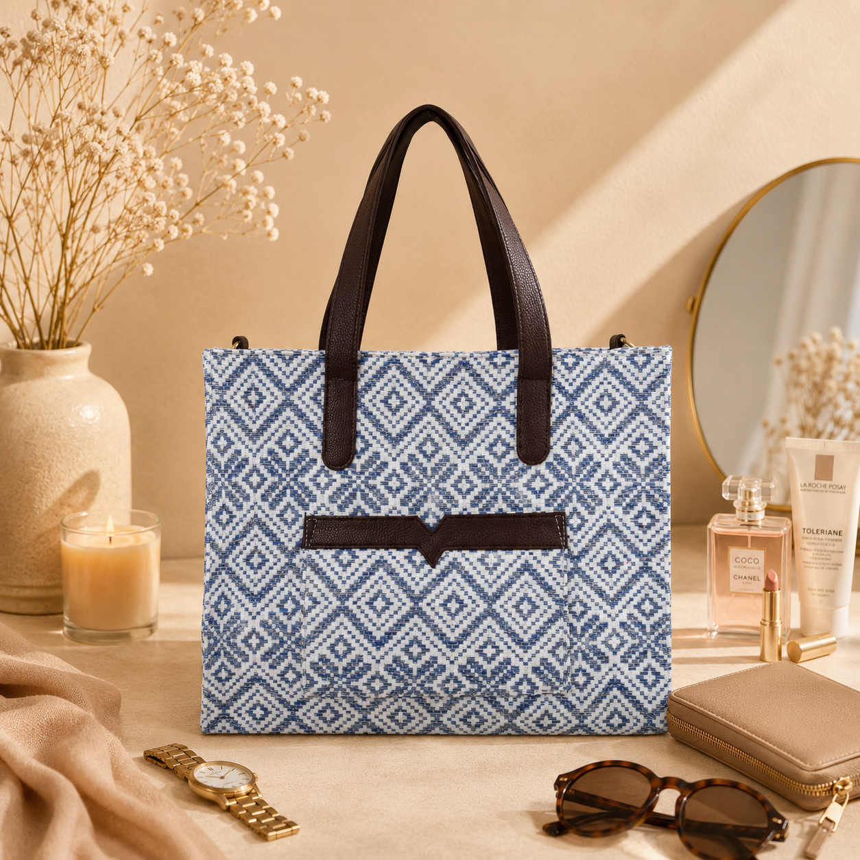 Blue Premium Handwoven Hand Bag For Women — image 4