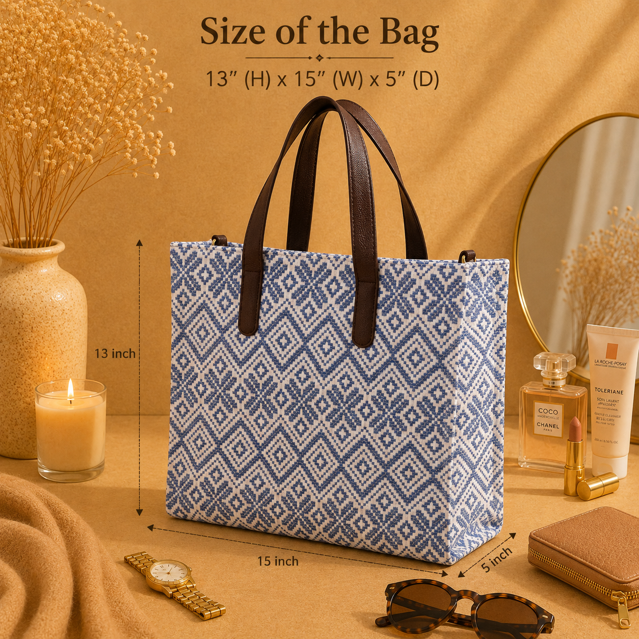 Blue Premium Handwoven Hand Bag For Women — image 5
