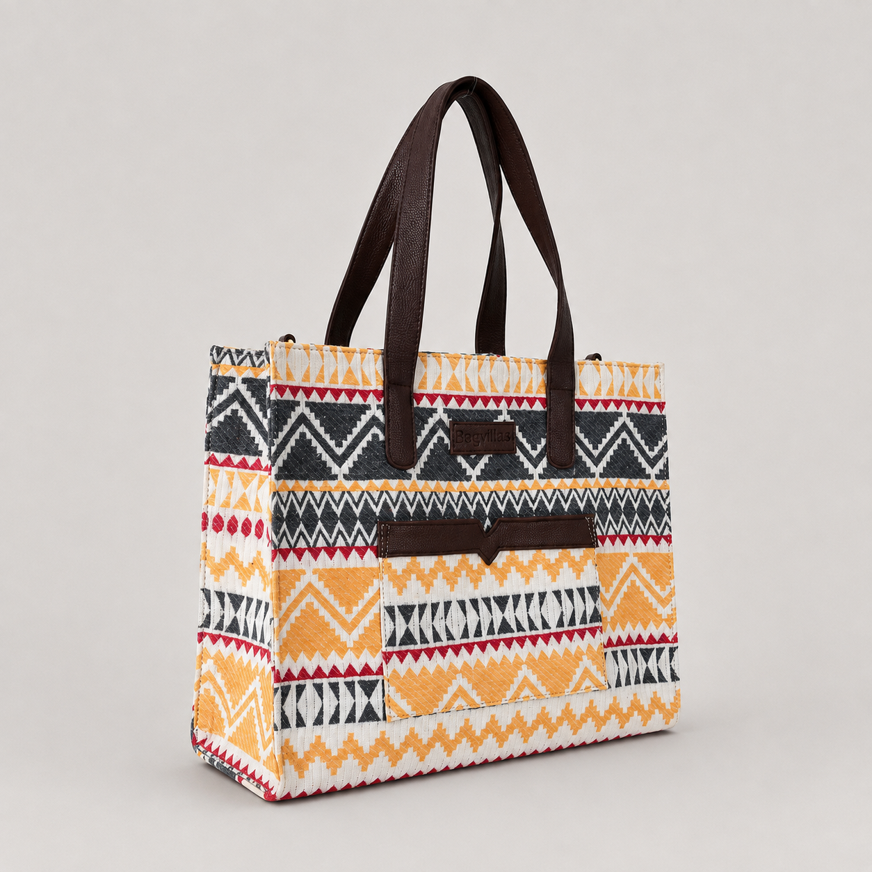 Yellow Premium Colourful Patterned Hand Bag For Women — image 3