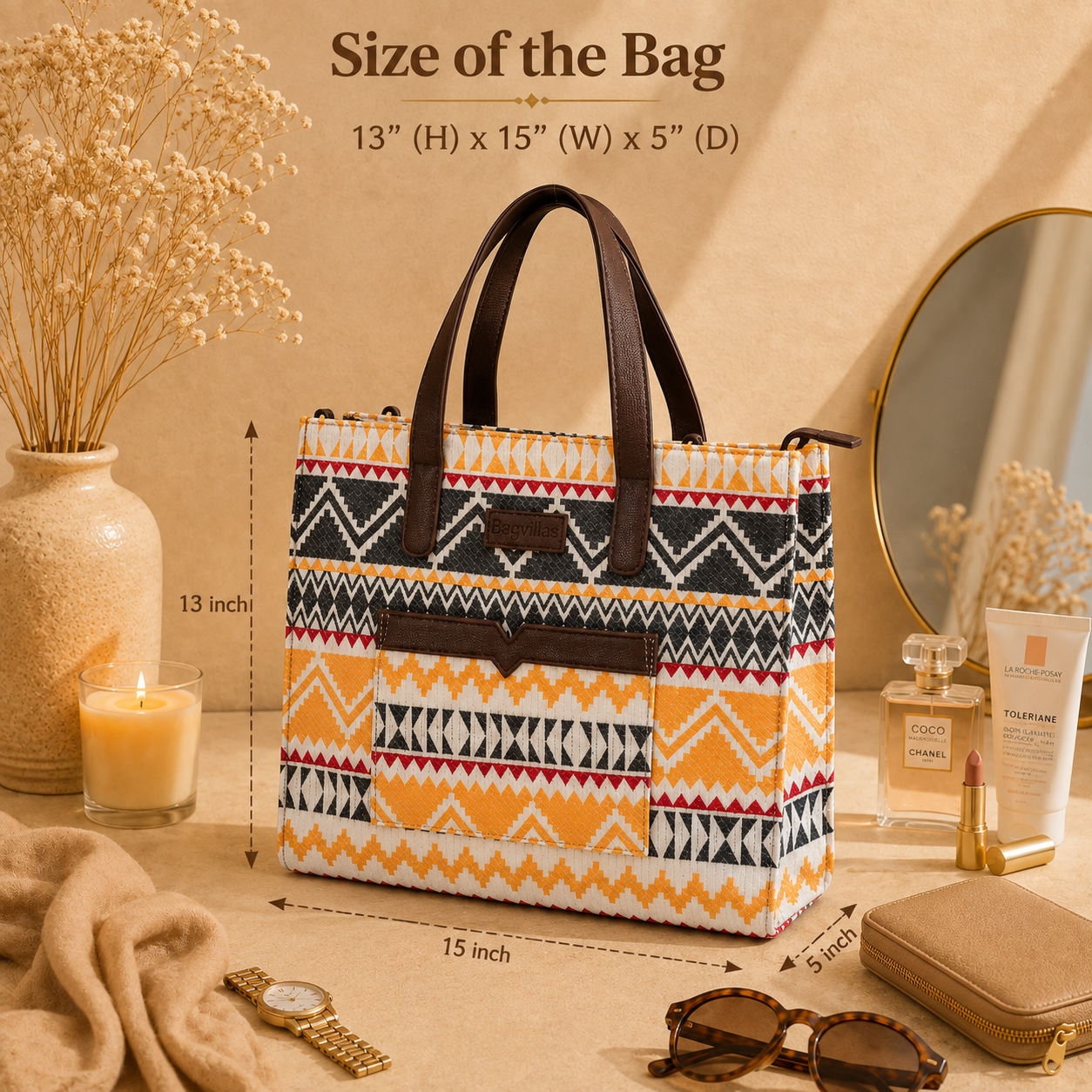 Yellow Premium Colourful Patterned Hand Bag For Women — image 5