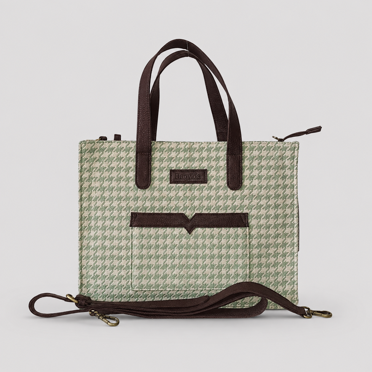 Green Premium Checks Patterned Hand Bag For Women — image 1