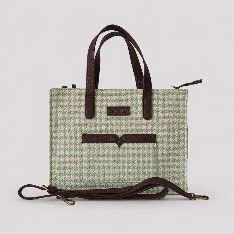 Green Premium Checks Patterned Hand Bag For Women — image 1
