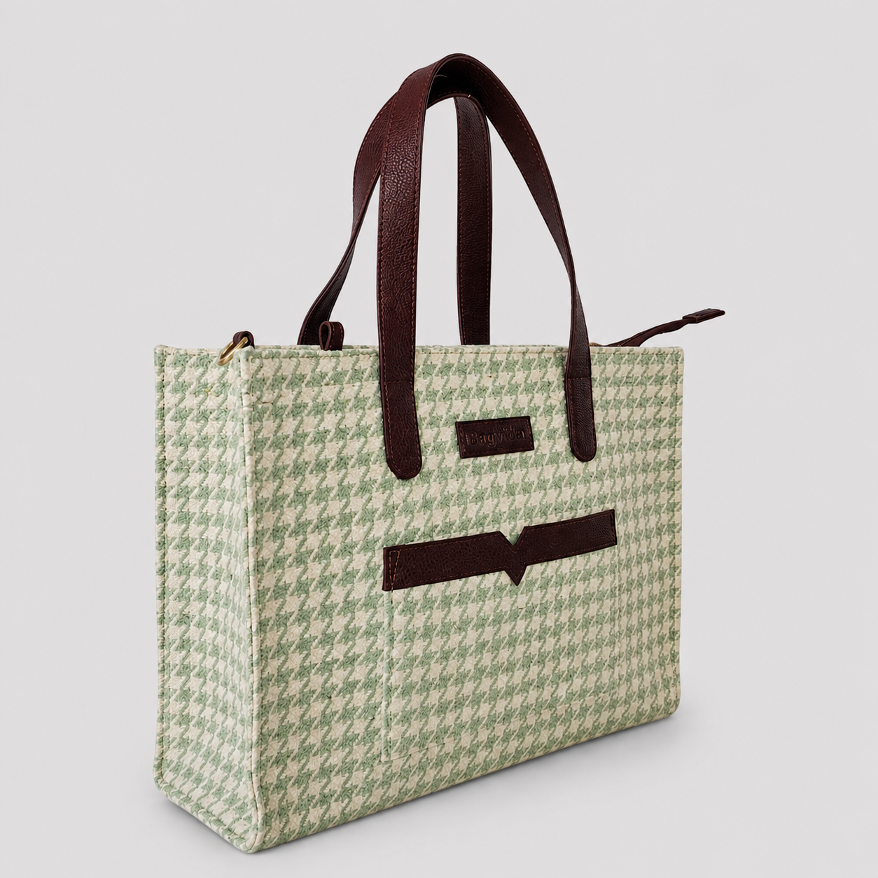 Green Premium Checks Patterned Hand Bag For Women — image 3