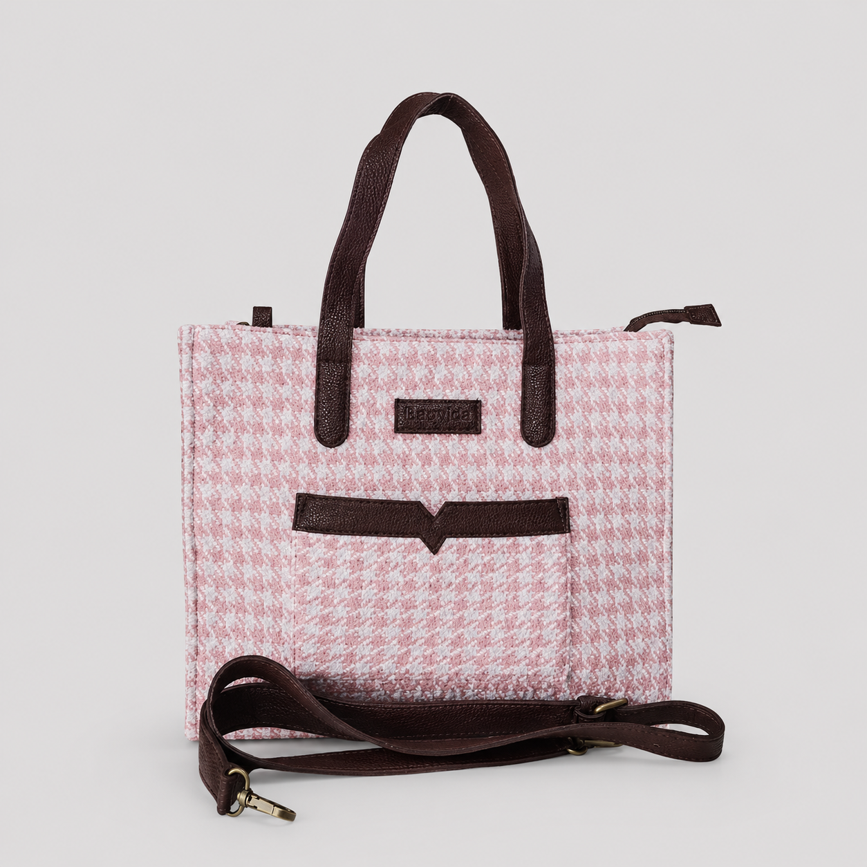 Pink Premium Checks Patterned Hand Bag For Women — image 1