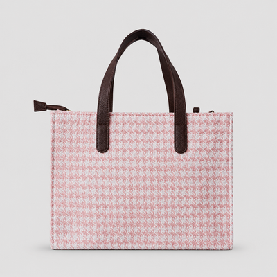 Pink Premium Checks Patterned Hand Bag For Women — image 2