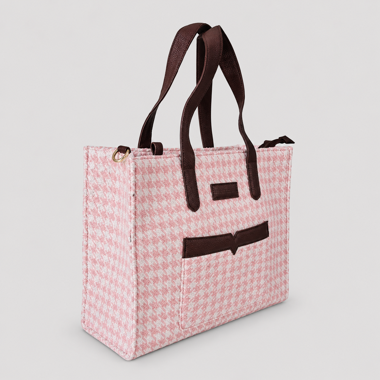 Pink Premium Checks Patterned Hand Bag For Women — image 3