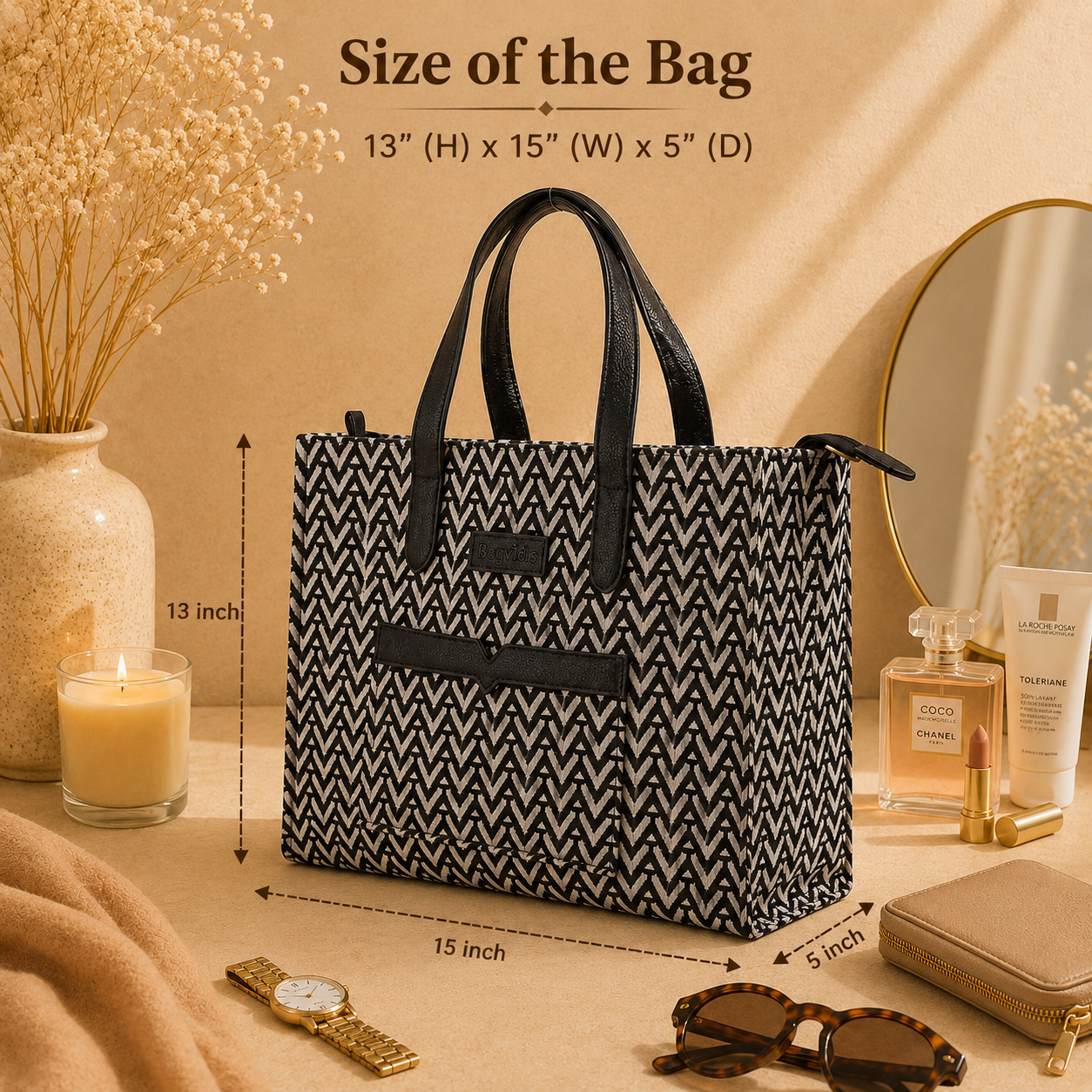 Black Premium Patterned Hand Bag For Women — image 5