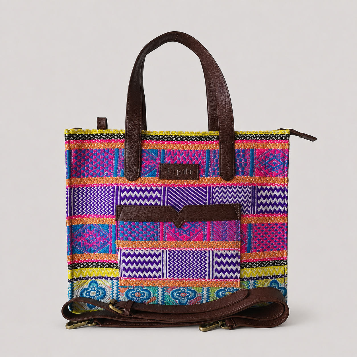Purple And Pink Premium Handwoven Hand Bag For Women — image 1