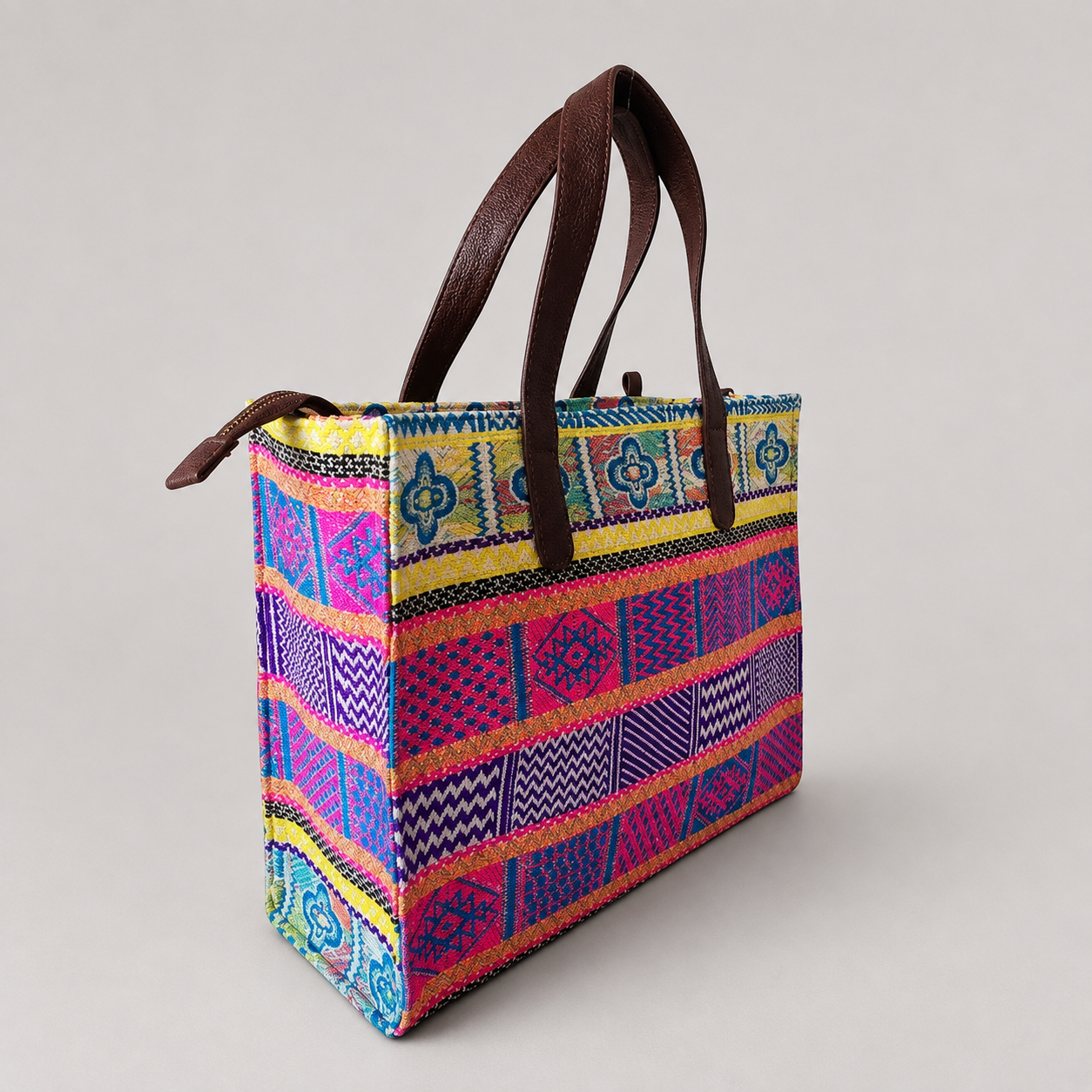 Purple And Pink Premium Handwoven Hand Bag For Women — image 3