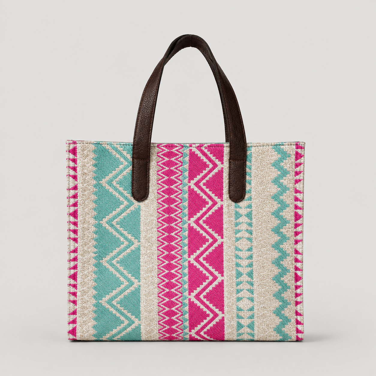 Pink And Blue Handwoven Hand Bag For Women — image 2