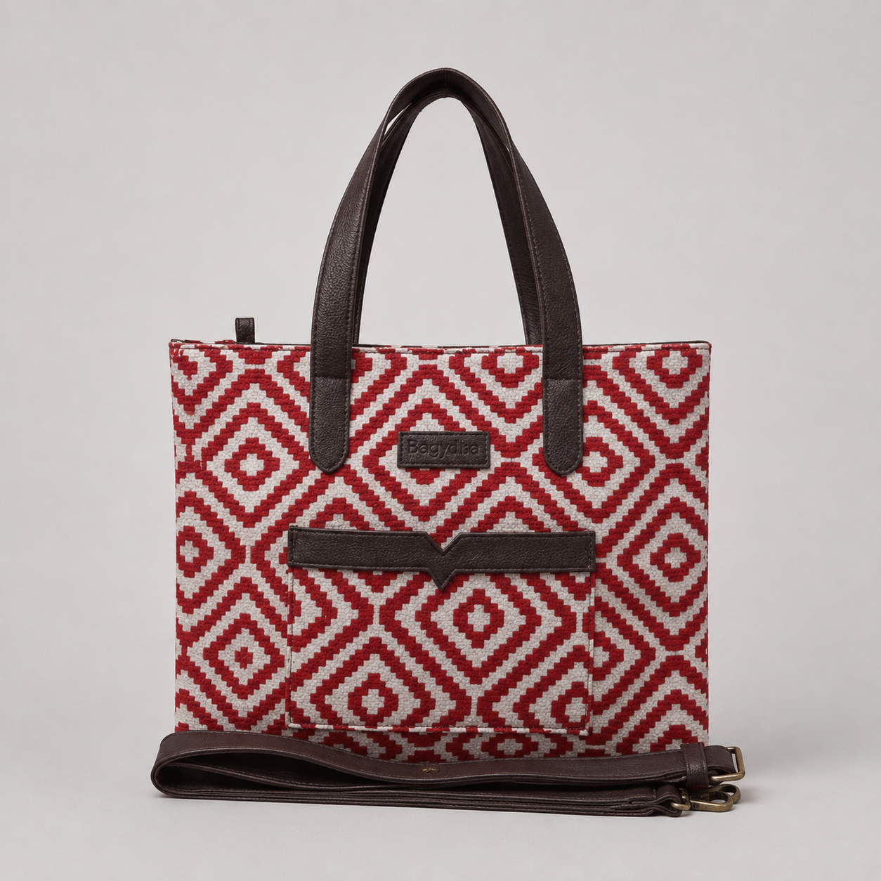 Red Geometric Patterned Hand Bag For Women — image 1