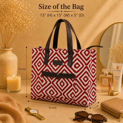 Red Geometric Patterned Hand Bag For Women — image 5