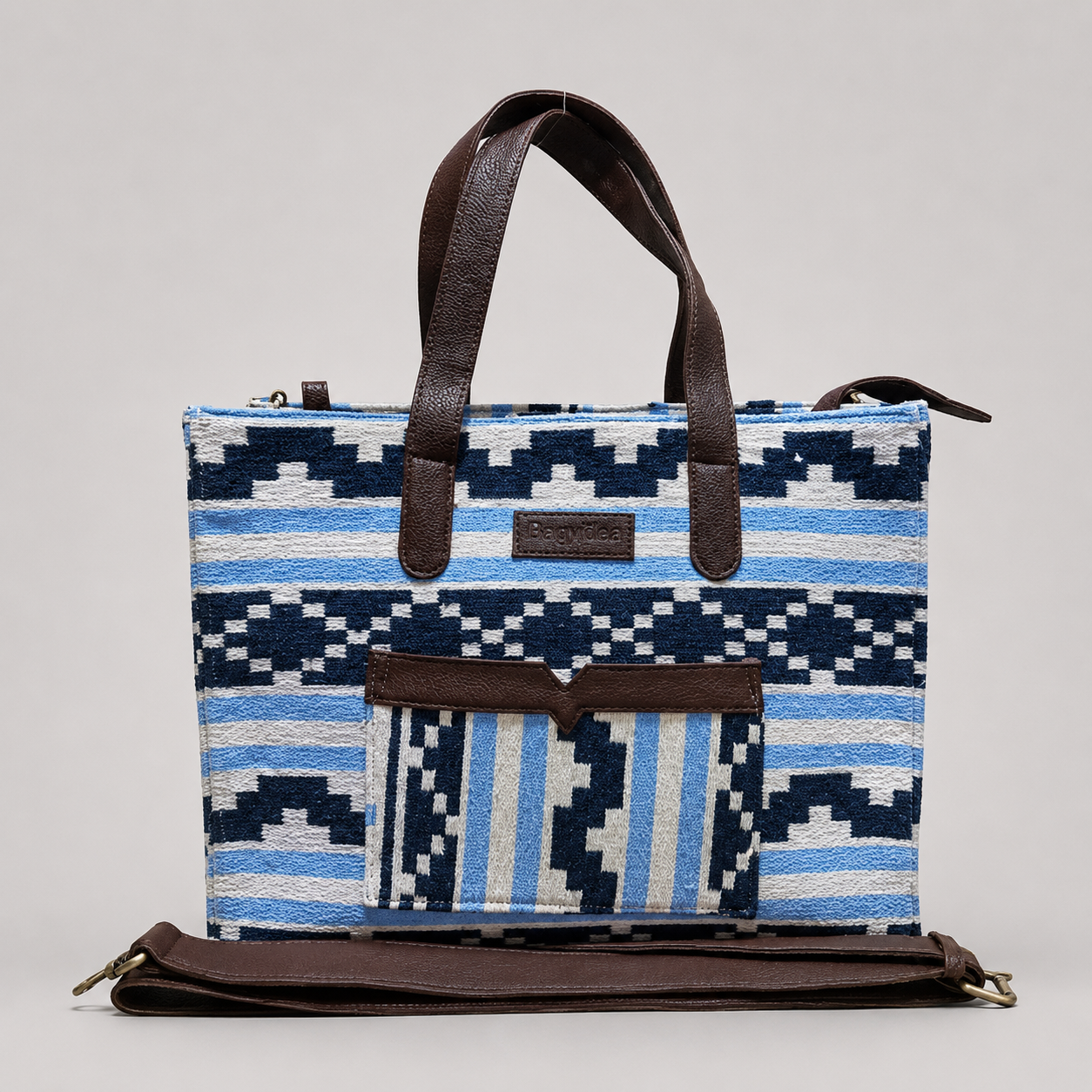 Blue Stripe Geometric Hand Bag For Women — image 1