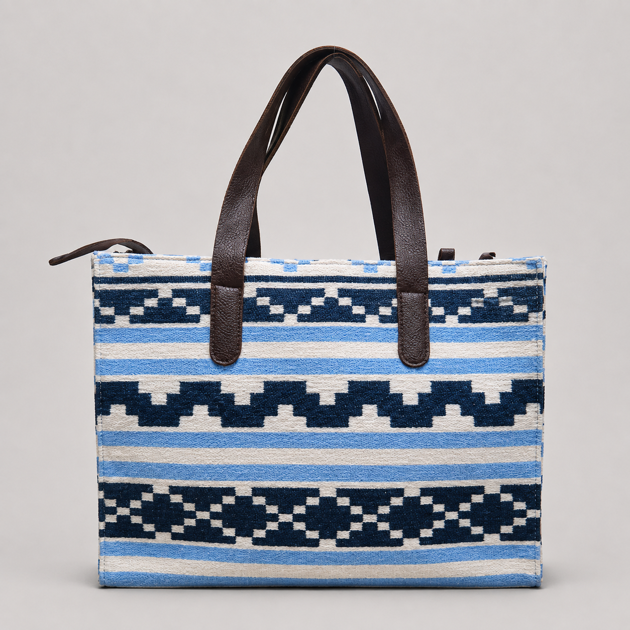 Blue Stripe Geometric Hand Bag For Women — image 2