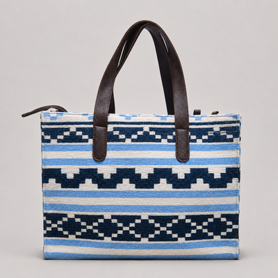 Blue Stripe Geometric Hand Bag For Women — image 2