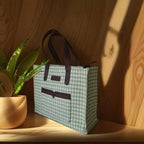 Green Premium Checks Patterned Hand Bag For Women