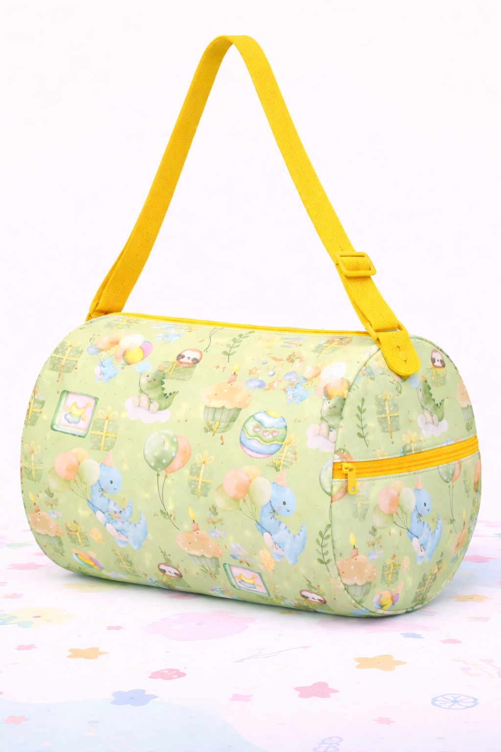 Kids Duffel Bag Light Green  with Candies & Toffees Print