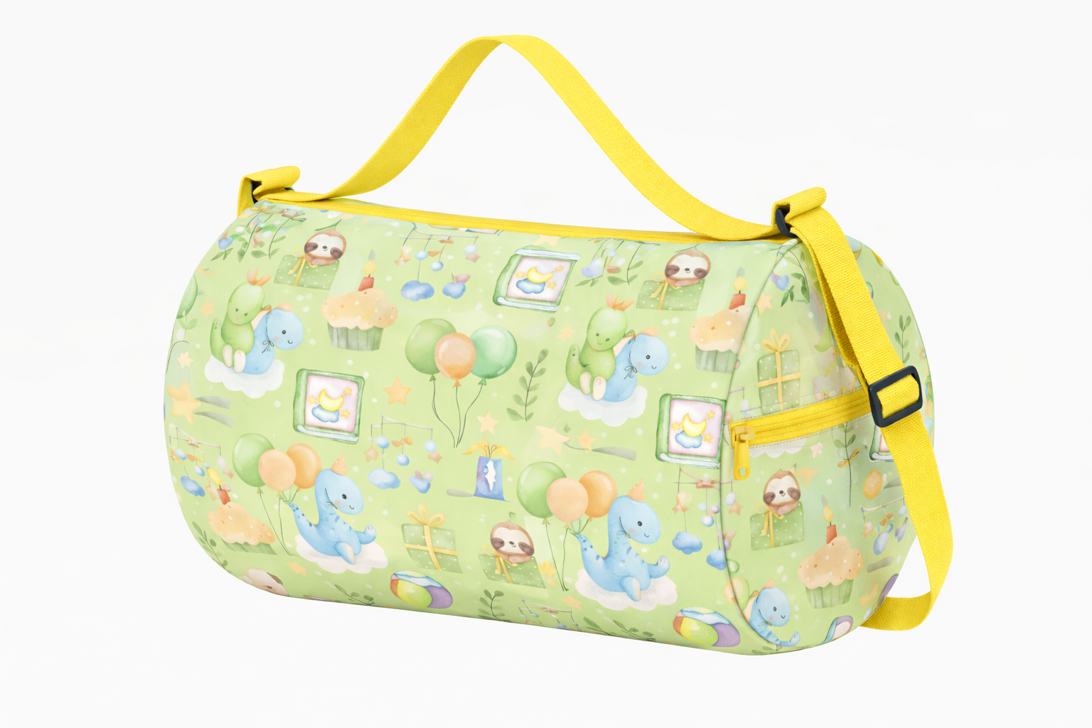 Kids Duffel Bag Light Green  with Candies & Toffees Print