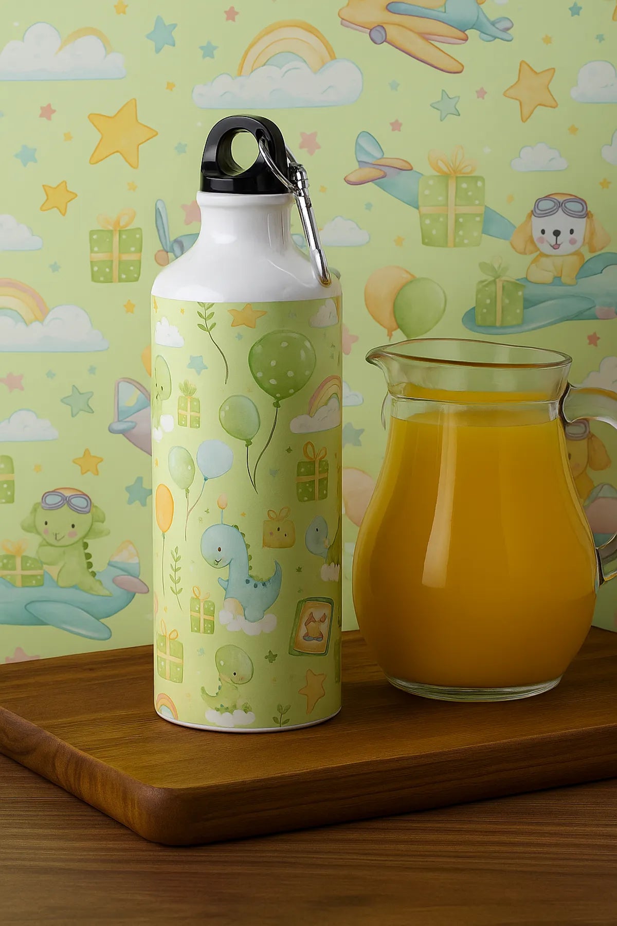 Kids Green Cartoon Water Bottle