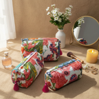 Tropical Fiesta Quilted Makeup Pouch Set