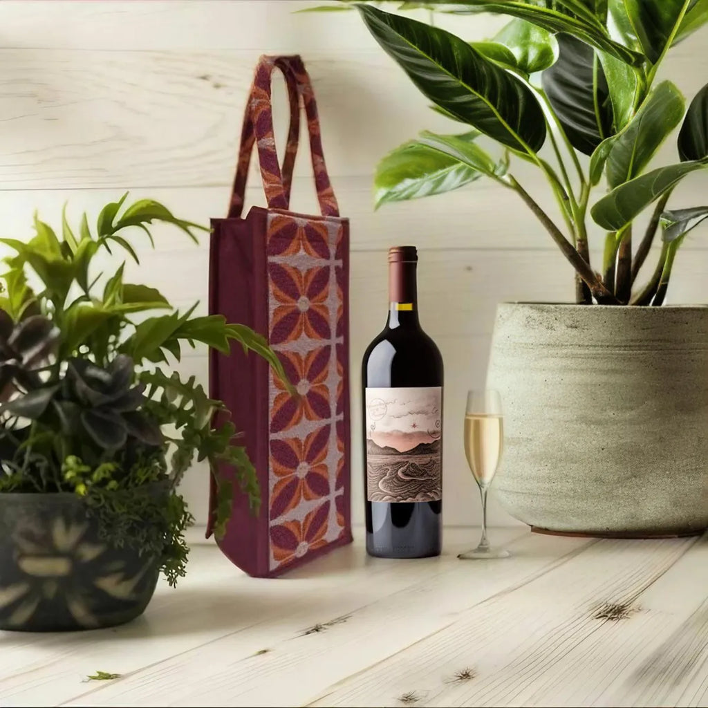 Burgandy Premium Design Handwoven Bottle Bag