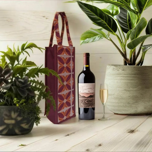 Burgandy Premium Design Handwoven Bottle Bag