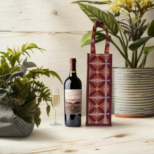 Burgandy Premium Design Handwoven Bottle Bag