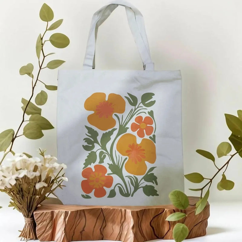 Orange Premium Flower Art Tote Bag