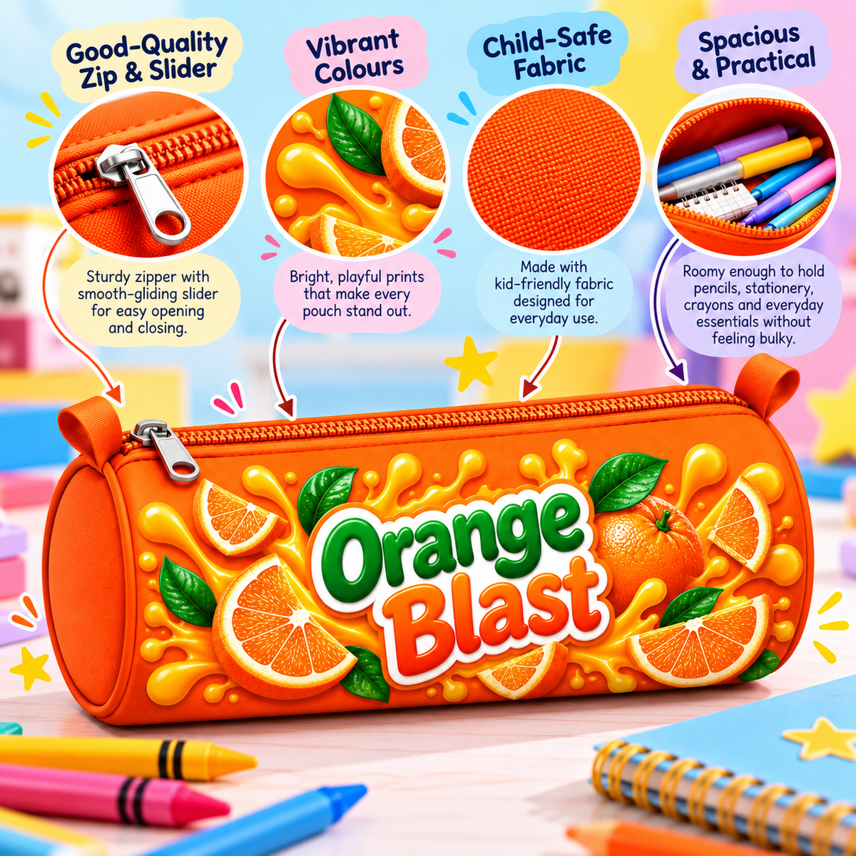 Orange Blast Pencil Pouch