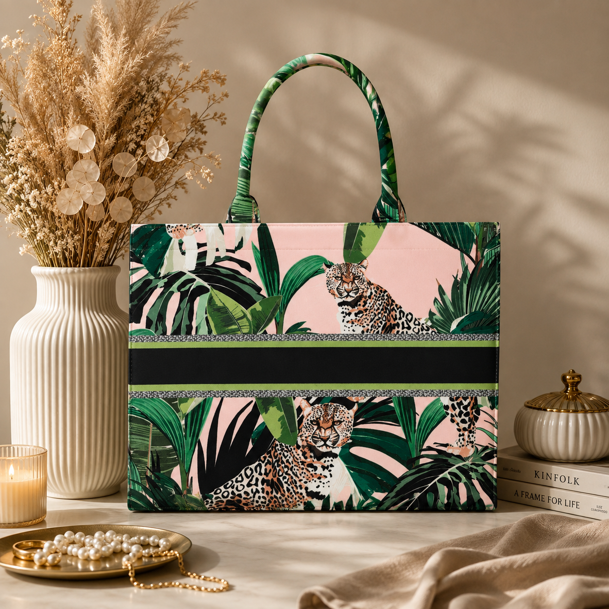 Peach Leopard Print Customize Hand Bag For Women — image 4