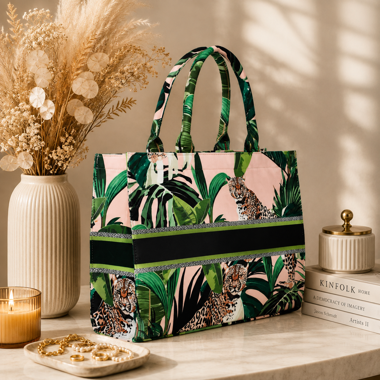 Peach Leopard Print Customize Hand Bag For Women — image 5