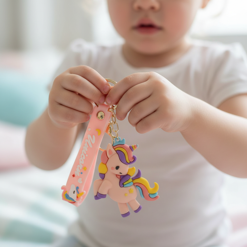 Pink Unicorn Silicone Keyring Accessories for Kids