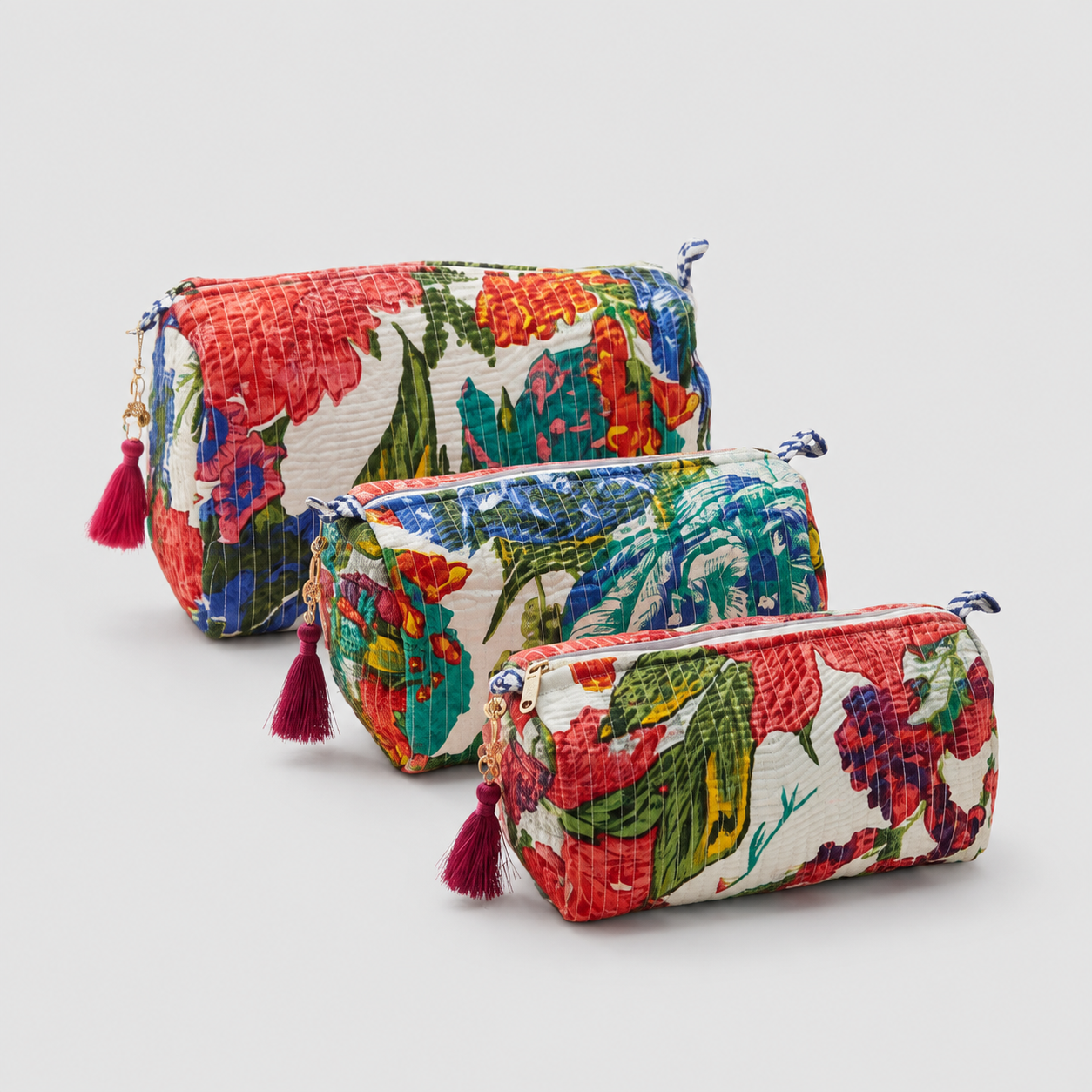 Tropical Fiesta Quilted Makeup Pouch Set — image 1