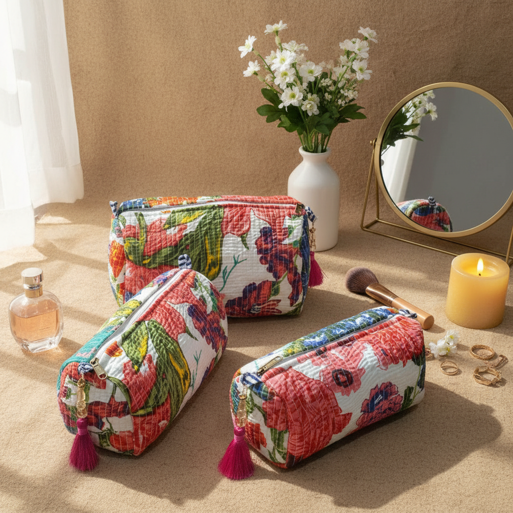 Tropical Fiesta Quilted Makeup Pouch Set — image 2